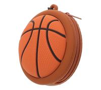 GRIRIW Monedero Deportivo de Silicona Mini Forma de Balón de Baloncesto, Bolso Pequeño Kawaii Cremallera para Auriculares y Accesorios, Bolsa Portátil para Viajes y Gimnasio, 10 X 9 X 5,4