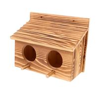GRIRIW Nido De Madera Maciza con Dos Agujeros Casa para Pájaros para Exteriores Resistente y Natural Caja De Cría para Agapornis y Conures
