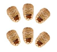 GRIRIW Nidos para Pájaros Tejidos a Mano de Bambú Natural con Ganchos para Colgar Tamaño 10X7X12 CM Juego de 6 Unidades Refugio Resistente para Exteriores Decoración Creativa de