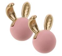 GRIRIW Pomos para Armarios y Cajones de Cocina, 2 Piezas en Cerámica y Aleación de Zinc Color Rosa, Tiradores de Cabeza de Conejo Pequeños para Muebles Infantiles y Decoración