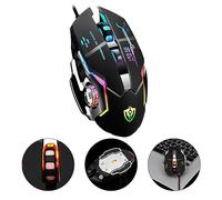 GRIRIW Ratón para Juegos De Metal Pesado Iluminación Led, Ajustable dpi, Programación Macro, Diseño Ergonómico para Oficina y Gaming, Color Negro