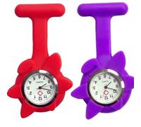 GRIRIW Reloj Colgante para Médico y Enfermera Diseño de Girasol, Silicona Roja y Vidrio, Reloj de Bolsillo Funcional y Delicado para Vigilancia Médica