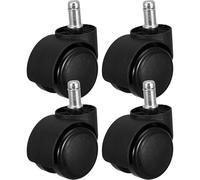 GRIRIW Ruedas Giratorias de Nylon Negras de 2 Pulgadas para Silla de Oficina Varilla de 11 Mm, Juego de 4 Ruedas de Repuesto Silenciosas para Suelo Duro y Parquet, Accesorio de Reemplazo