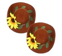 GRIRIW Sombreros de Botella Pequeños de Fieltro Marrón para Botellas de Vino, Decoración para Fiestas Navideñas Diseño Único y Ambiente Festivo, Pack de 2 Piezas