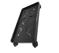 GRIRIW Soporte Móvil para PC de Escritorio con Ruedas Giratorias y Freno, Base para Torre de Ordenador de Plástico Negro 46x24,5x8 Cm, Elevador Estable para Suelo y Oficina