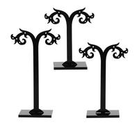 GRIRIW Soporte Organizador de Pendientes y Forma de Cuerno de Cabra Negro de Acrílico Diseño Artístico Resistente y Antideslizante, Paquete de 6 Piezas para Escritorio