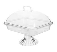 GRIRIW Soporte para Pasteles Transparente con Tapa, Bandeja Rectangular de 27 Cm con Base Alta, Estante para Postres y Frutero para Encimera de Cocina, Adecuado para Servir en Fiestas