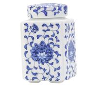 GRIRIW Tarro De Cerámica Para Té Azul y Blanco, Tamaño Mediano, Tapa Hermética, Recipiente Sellado Para Almacenamiento Doméstico De Té a Granel, Uso En Cocina, Diseño Vintage y Funcionalidad Múltiple