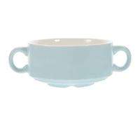 GRIRIW Tazón de Cerámica Doble Asa Azul para Sopa Arroz y Postres Multiusos Resistente y Fácil de Limpiar Adecuado para Comidas Calientes y Frías