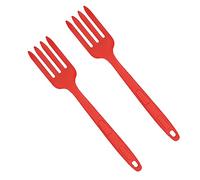 GRIRIW Tenedores de Silicona para Cocinar Espaguetis 2 Piezas, Color Rojo, sin Rebabas y Superficie Lisa, Utensilios Multifunción para Pasta y Ensaladas
