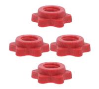 GRIRIW Tuerca Autoblocante para Barra de Mancuernas, 2.5 Cm Hexagonal Roja de Plástico, Antideslizante, 4 Unidades, Accesorio Seguro para Entrenamiento en Casa