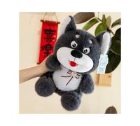 (Gris, 35 cm/13,78 pulgadas) Peluche de perro husky siberiano, lindo y cómodo cojín de dibujos animados, regalo