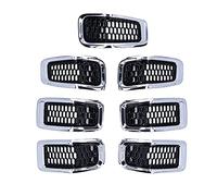Gris, 7 Piezas de Insertos de Rejilla Delantera Accesorio de Ajuste de Protección de Parrilla Accesorio Apto para Cherokee 2014-2018(Marco Cromado)