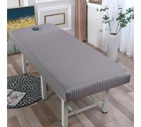 Gris,70x190cm/2.2x6.2ft,Funda De Sábana De Masaje A Rayas,Sábanas De Mesa De Masaje Con Orificio Facial,Funda De Cama De Belleza Reutilizable Funda Protectora Lavable