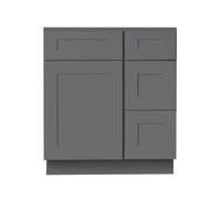 Gris, 76 cm, agitador de lujo, tocador de baño, lavabo individual, cajones derechos, armario, puerta, grifo, base, grifo de madera maciza, juego de recipientes de maquillaje, hogar, moderno, 53 cm D x