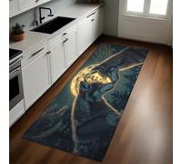 Gris Alfombra de Cocina 50 x 80 cm Animal Lobo Cielo Estrellado Antideslizante y Lavable, Camino Multiusos Resistente al Desgaste, Antimanchas, Ideal para Bajo Fregadero y Fogones