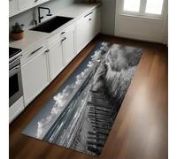 Gris Alfombra de Cocina 50 x 80 cm Dunas de Hierba en la Costa Antideslizante y Lavable, Camino Multiusos Resistente al Desgaste, Antimanchas, Ideal para Bajo Fregadero y Fogones