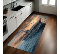 Gris Alfombra de Cocina Buques de Guerra navales 50 x 140 cm Antideslizante Alfombrilla Rectangular de Microfibra de Diseño Moderno
