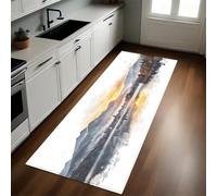 Gris Alfombra de Cocina Pueblo de montaña Junto al Lago 50 x 140 cm Antideslizante Alfombrilla Rectangular de Microfibra de Diseño Moderno