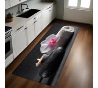 Gris Alfombra de Cocina Toalla de Piedra orquídea 50 x 140 cm Antideslizante Alfombrilla Rectangular de Microfibra de Diseño Moderno