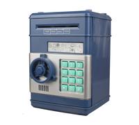 (gris azul) Hucha para niños de 3 a 12 años, cajero automático electrónico, caja fuerte para dinero para niños,