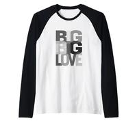Gris Big Big Love Monocromo Color Gráfico Camiseta Manga Raglan