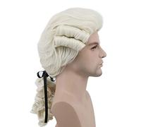 Gris Blanco Negro Abogado Juez Barroco Rizado Masculino Disfraz Pelucas Deluxe Histórico Largo Sintético Cosplay Peluca Para Halloween 827