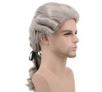 Gris Blanco Negro Abogado Juez Barroco Rizado Masculino Disfraz Pelucas Deluxe Histórico Largo Sintético Cosplay Peluca Para Halloween 828