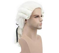 Gris Blanco Negro Abogado Juez Barroco Rizado Masculino Disfraz Pelucas Deluxe Histórico Largo Sintético Cosplay Peluca Para Halloween 980