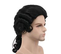 Gris Blanco Negro Abogado Juez Barroco Rizado Masculino Disfraz Pelucas Deluxe Histórico Largo Sintético Cosplay Peluca Para Halloween 829