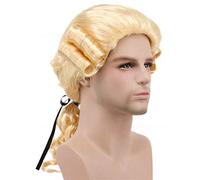 Gris Blanco Negro Abogado Juez Barroco Rizado Masculino Disfraz Pelucas Deluxe Histórico Largo Sintético Cosplay Peluca Para Halloween 830