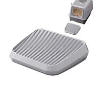 Gris claro, 35 x 31 cm, atrapador de migas de ABS, rampa, bandeja de 2 capas con función de filtro, solución de limpieza para gatos pequeños, para interiores, exteriores, escaleras y sofás