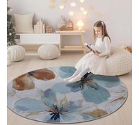Gris Claro Tappeto Rotondo in flanella, Abstracto Floral Línea Stampa Morbida Tappeto Rotondo di Protezione - 150 cm Antiscivolo Lavabile Tappeti per soggiorno ufficio cucina