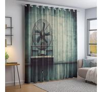 Gris Cortinas de 140An x 175Al cm, Eólica Industrial Arquitectura Ventilador Cortinas Opacas Estampadas con Aislamiento térmico, Suaves con Ojales para Dormitorio 2 Paneles