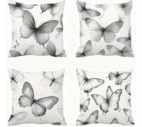 Gris Funda Almohada 60x60 Mariposa Funda Cojin 60x60 Cojines Sofa Lino Fundas Almohadas Cuadrada Fundas Cojines Juego 4 Protector Almohada Cervicales y Cuello Pillows, para Jardin Dormitorio E - 909