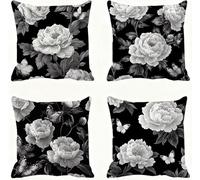 Gris Funda Almohada 80x80 Flor Funda Cojin 80x80 Cojines Sofa Lino Fundas Almohadas Cuadrada Fundas Cojines Juego 4 Protector Almohada Cervicales y Cuello Pillows, para Exterior Dormitorio E - 803