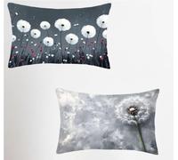 Gris Funda Cojin 25x45 Juego de 2, Diente De LeóN Rectangular Funda Almohada 25x45cm con Cremallera Oculta, Impermeable Lino Fundas Cojines, Fundas de Cojines para Cama Silla o Jardín Regalo Q-1674