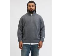 Gris Hombres Organic/Cotton/Recycled/Polyester/Acrylic/Elastane Plus Size Sudadera Con Media Cremallera EU5XL US3XL EU