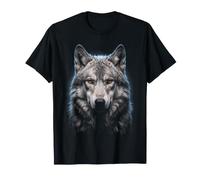 Gris Lobo Cara Luz De Luna Bosque Vida Silvestre Naturaleza Camiseta
