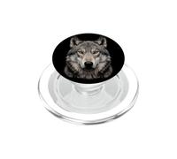 Gris Lobo Cara Luz De Luna Bosque Vida Silvestre Naturaleza PopSockets PopGrip para MagSafe