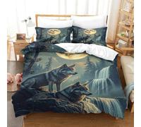 Gris Lobo Juego De Ropa De Cama King（220x240cm）, Funda De Edredón Y Fundas De Almohada, Lavable Luna Llena Bedding Set, Hipoalergénico Suave Duvet, De Fácil Cuidado