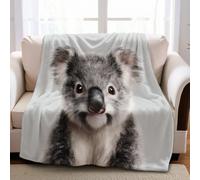 Gris Manta de Franela 150 x 200 cm Lindo Koala Animal Manta Mullida y Suave con Estampado Decorativo para Sofá y Adultos