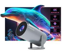 Gris Mini proyector portátil Auto Keystone, proyector Inteligente 4K/ 200 ANSI con WiFi 6, BT 5.4, Pantalla de 130 Pulgadas, Giro de 180 Grados, Sistema operativo Android Integrado 14.0
