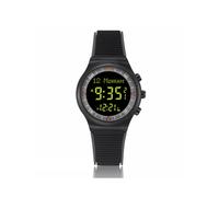 (Gris Negro) Reloj musulmán Azan para la oración con brújula Qibla Alarma Adhan Hijri Islámico Al Harameen