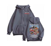 (Gris oscuro-XXL) Sudadera con capucha y cremallera de Radiohead Hail To The Thief Merch Rock Hip Hop