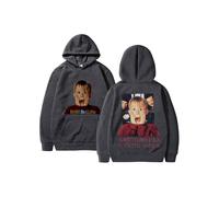 (gris oscuro-XXXL) Sudadera con capucha con estampado de doble cara de la película Home Alone Christmas