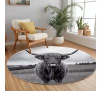 Gris País Francés Alfombra, 120 cm Alfombra Suave Pelo Corto para Sala de Estar Lavable, Antideslizante Pastizales Animales Terneros Alfombras Estampada para Dormitorio Oficina Cocina