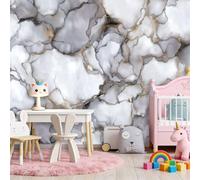 Gris Papel pintado fotográfico 200 x 140 cm - No tejido Patrón Abstracto Líquido Y De Mármol 3D Mural Decoración de pared Póster Imagen para dormitorio Sala de estar Fondo de TV