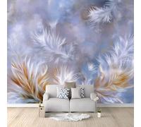 Gris Papel pintado mural, Delicado Elegante Plumas Texturas Mural para salón y dormitorio, Papel pintado decorativo no tejido, Fotomural para comedor pasillo y salón 400 x 280 cm