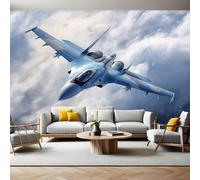 Gris Papel Pintado para Pared Nubes del cielo con aviones de combate 400 x 280 cm Fotográfico Mural de Pared no Tejido Moderno Decor de Paredes Salón Dormitorio Pasillo Comedor